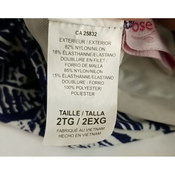 Rose Marie Reid One Piece Swimsuit w Skirt XXL Halter Top Blue White Rouched T36 - Picture 9 of 9